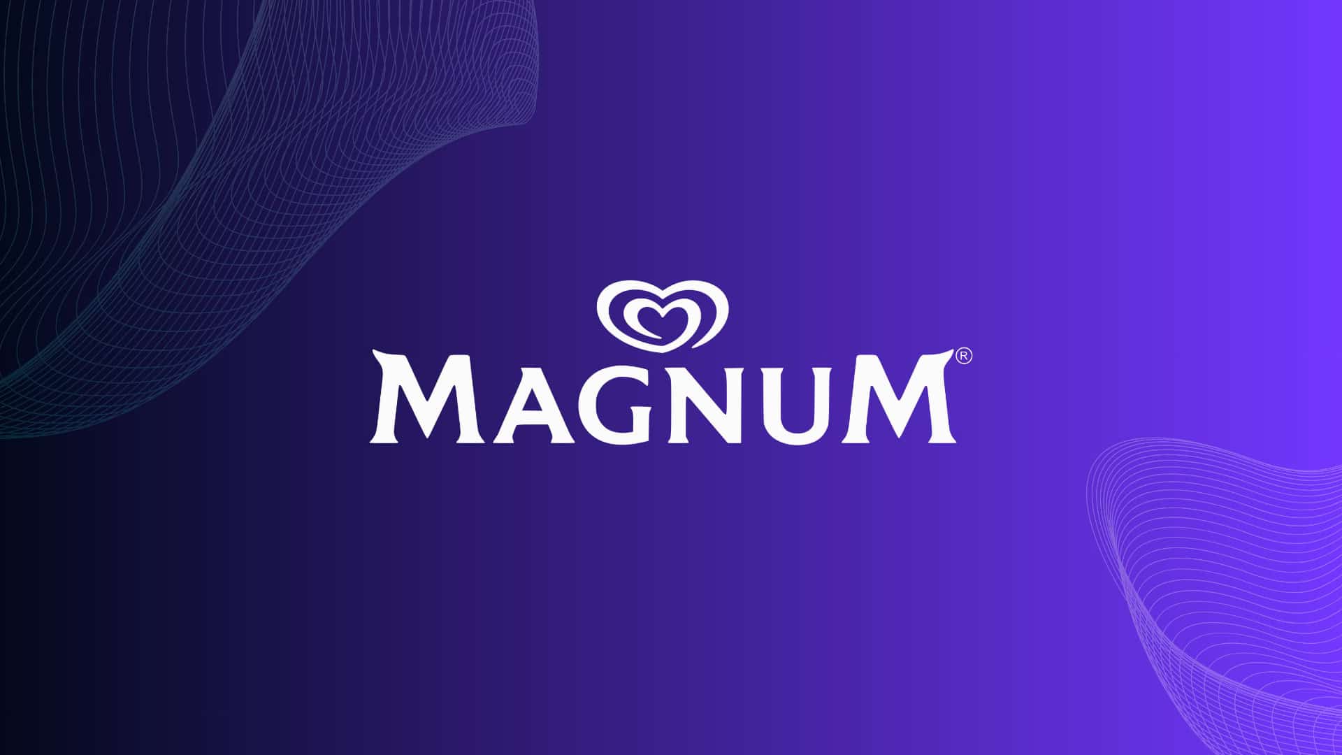 Magnum ice cream logo on a vibrant purple background.