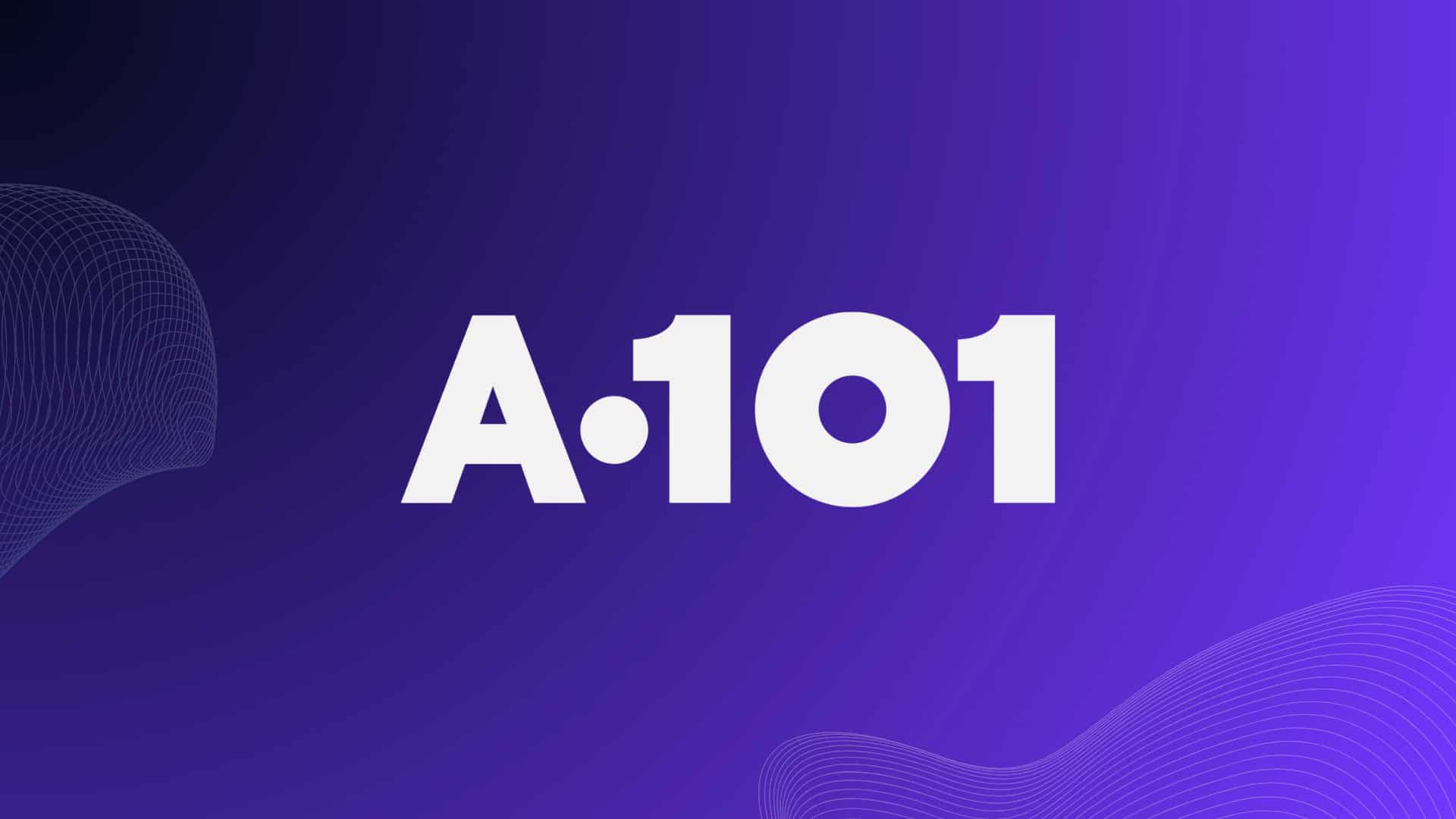 A101 logo on a vibrant purple and blue gradient background.