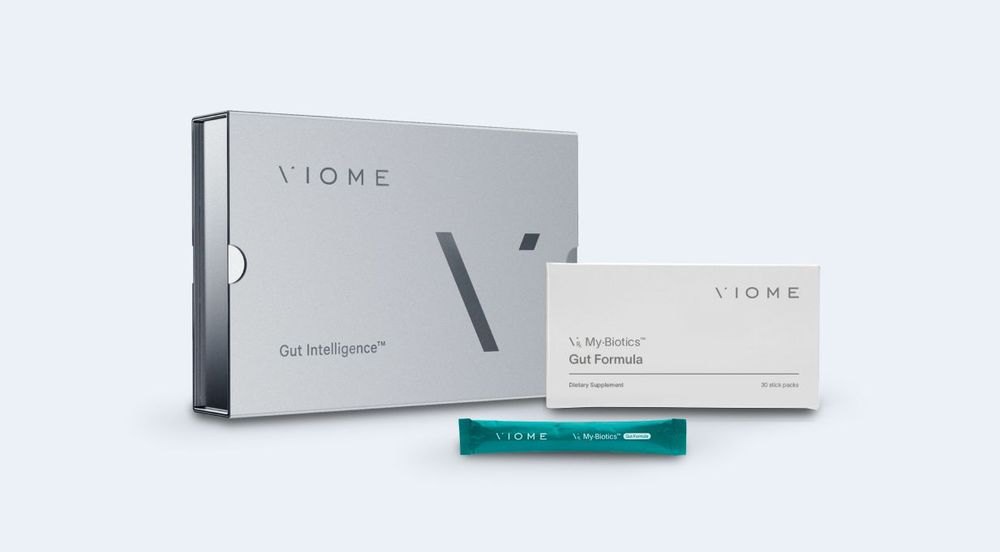 Viome Gut Intelligence test kit and My-Biotics Gut Formula supplement