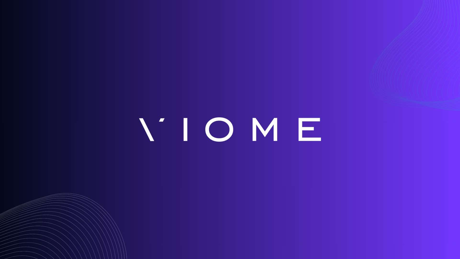 V-IOME logo on a purple background for supply chain management.