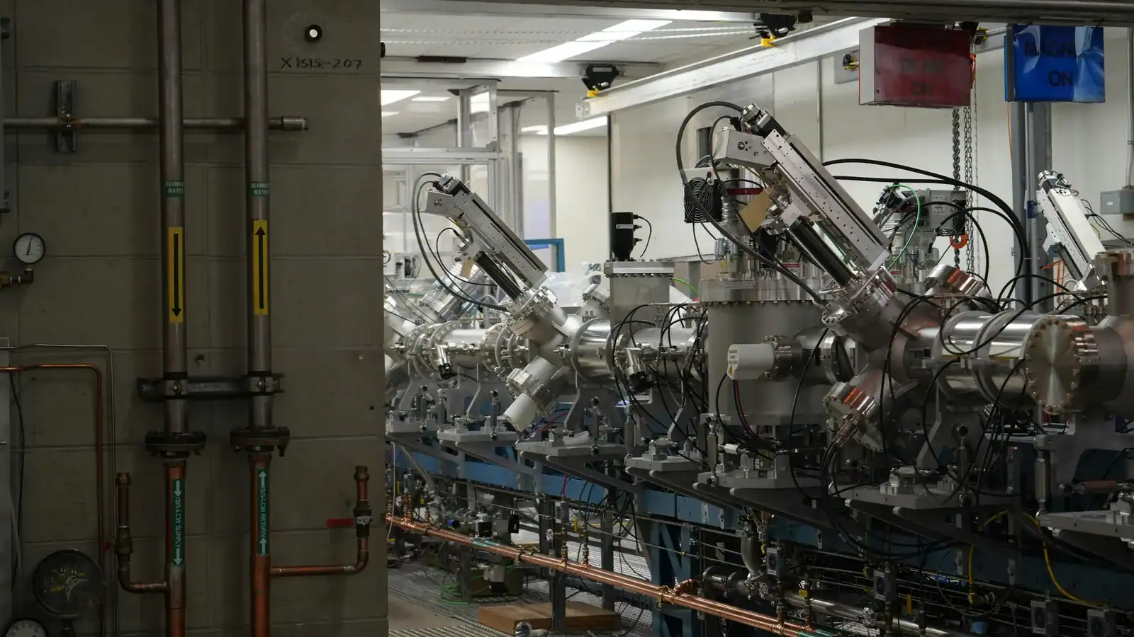 Row of industrial machinery in a modern production facility